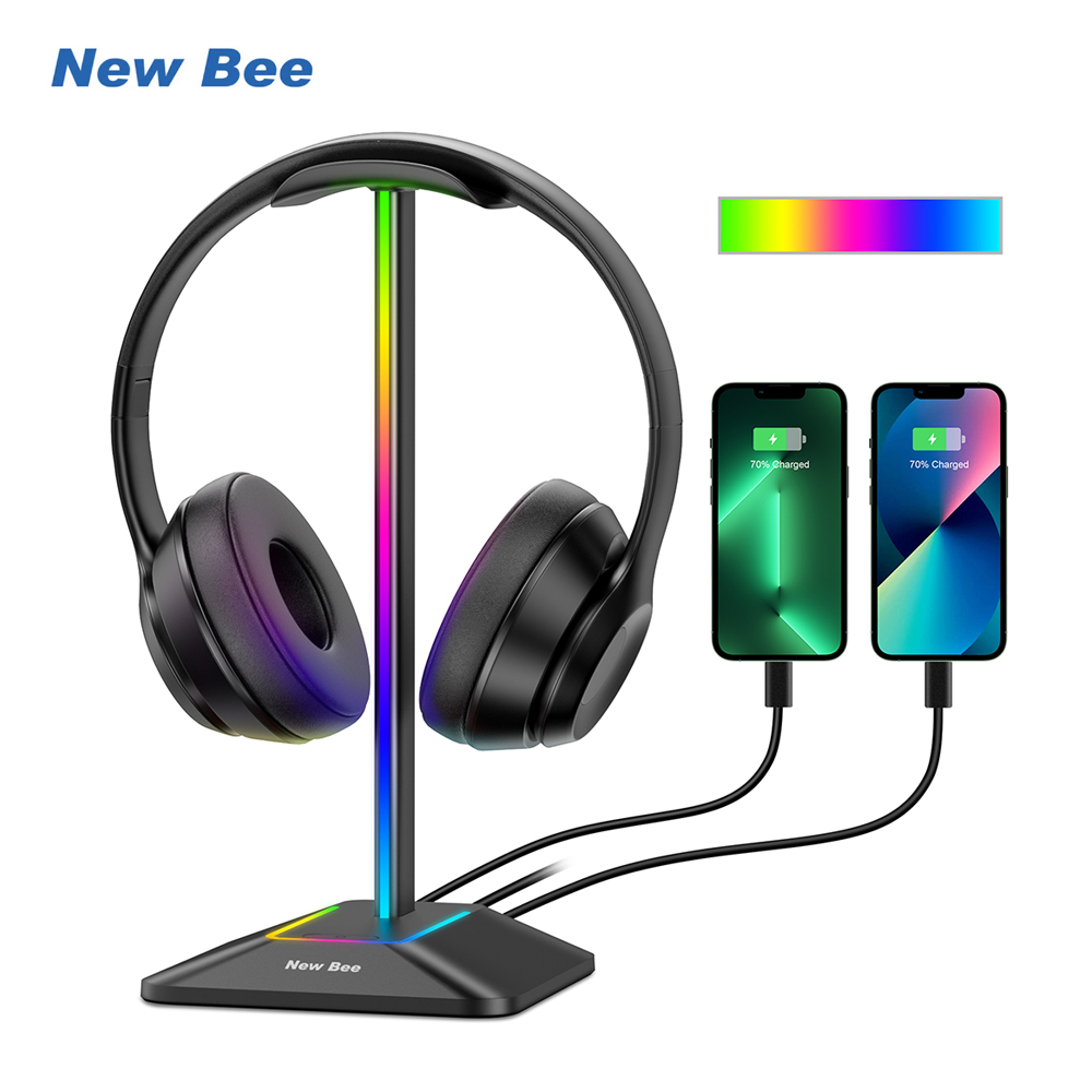 Headphone Stand Desk - Nieuwe Bee Z8 RGB-hoofdtelefoonstandaardhouder met 2