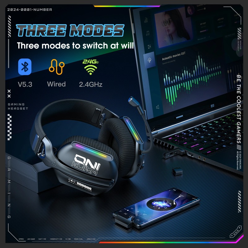 ONIKUMA GT808 Draadloze Gaming - Gaming Headset Rgb recensie en prijs